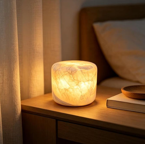 Lámpara de mármol natural con carga inalámbrica Qi, LED, decoración para el hogar
