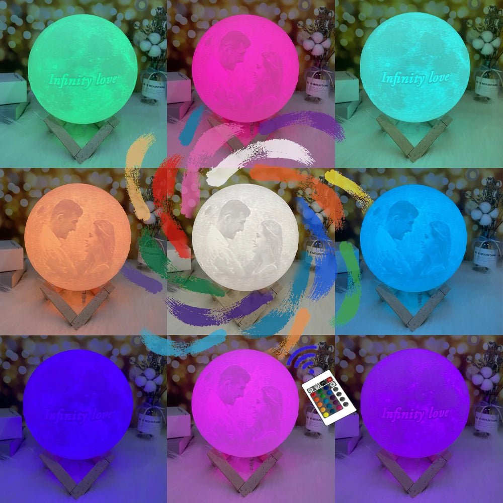 3D Printing Moon Lamp Personalized Photo Text Customized USB Night Light Birthday Mother Day Valentine's Christmas Lunar Gift - HN Smart Living