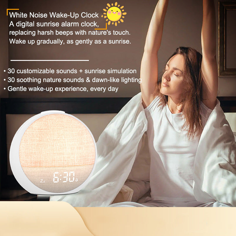 Reloj despertador con simulación de amanecer, luz LED y ruido blanco