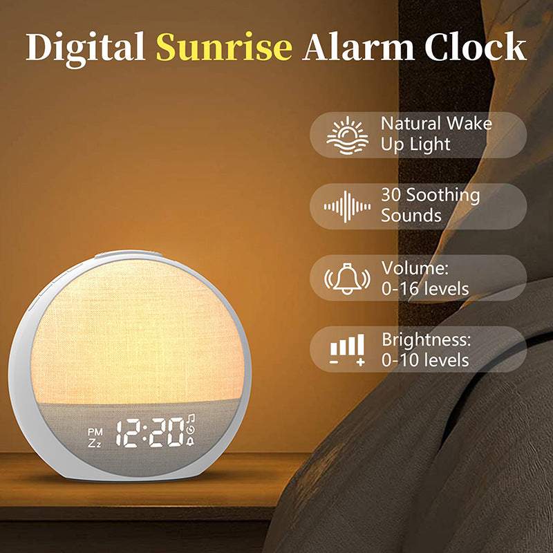 Reloj Despertador con Simulación de Amanecer, Luz LED y Ruido Blanco