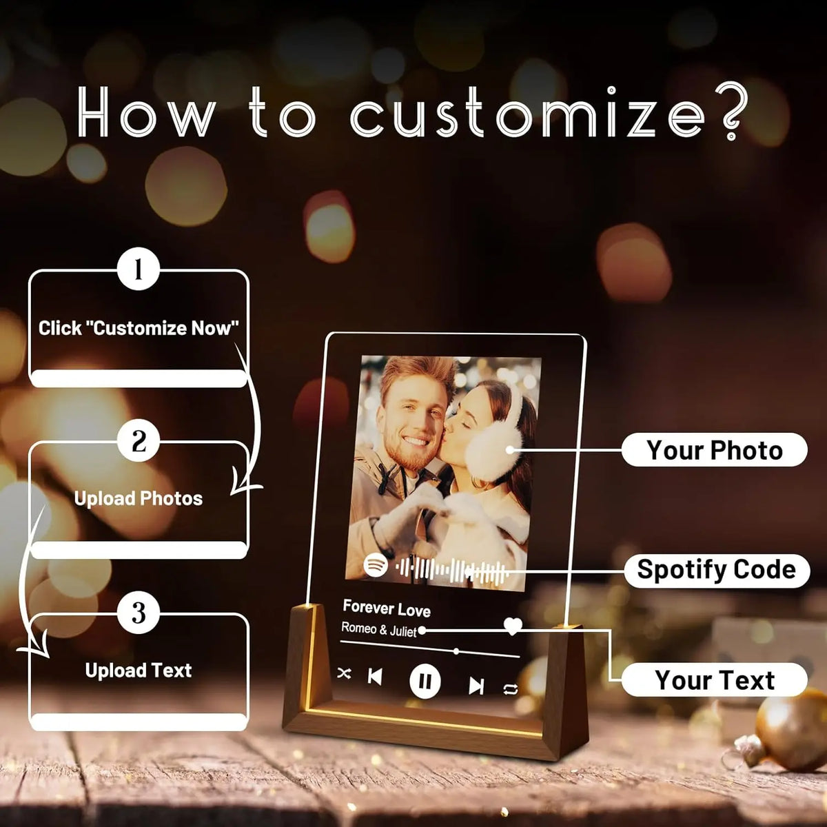Placa Spotify personalizada con foto y luz LED