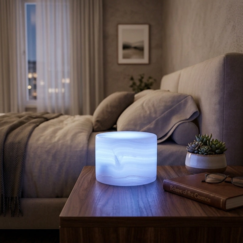 Lámpara de mármol natural con carga inalámbrica Qi, LED, decoración para el hogar