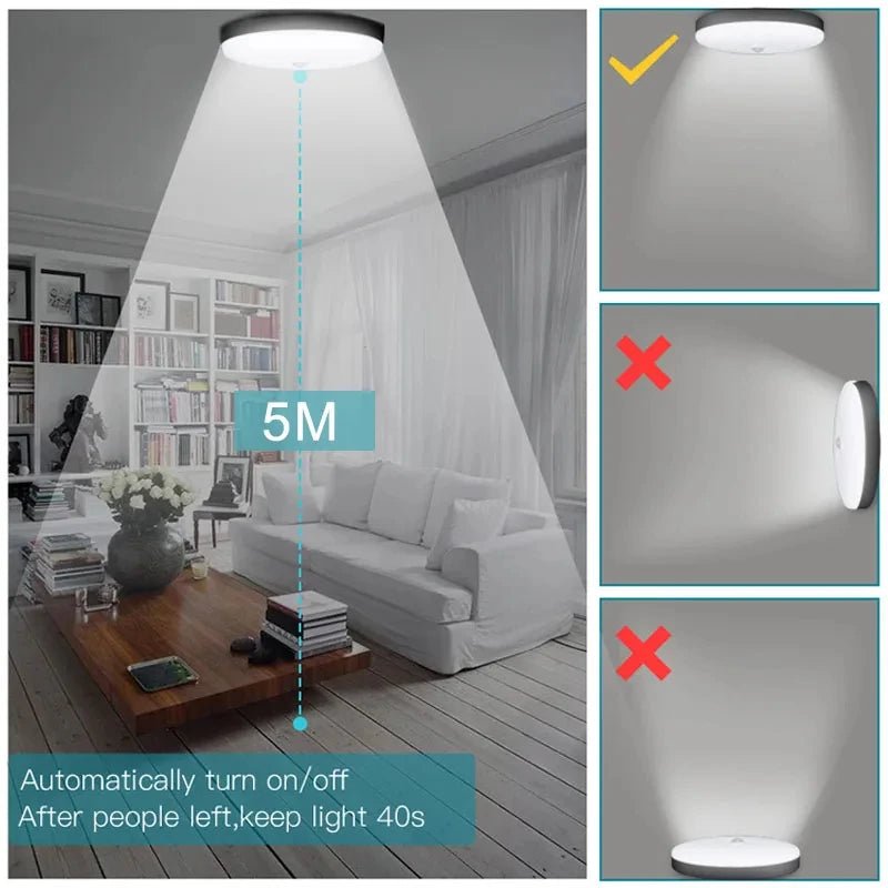 Motion Sensor PIR LED Ceiling Lamp 110V 220V Corridor Bedroom Toilet Light Human Body Induction - HN Smart Living